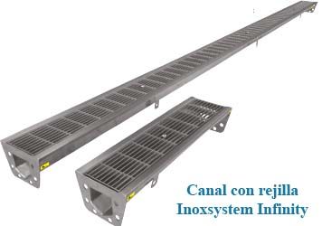 canal con rejilla inoxsystem infinity en acero inoxsidable