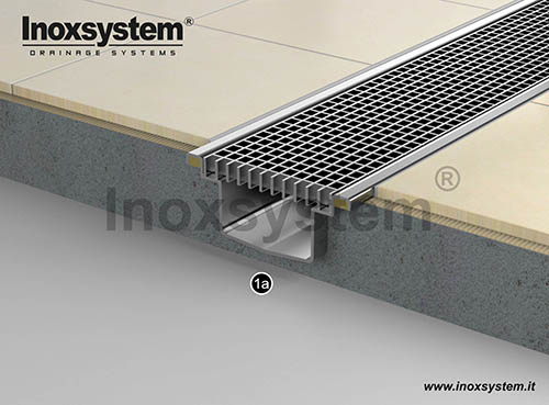 Grating channel with satin edges in stainless steel 