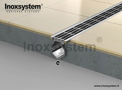 Stainless steel grating channel with siphoned outlet and grating