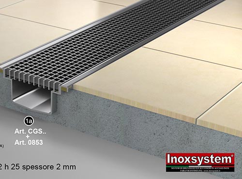 Drainage channel with grating - 0810 - Inoxsystem S.r.l. - inox / for  kitchen