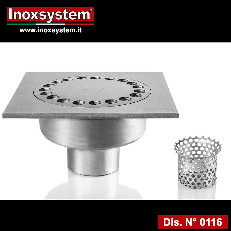 chiusino in acciaio inox estraibile a scarico verticale
