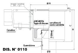 disegno caditoia scarico estraibile sifonato