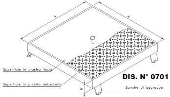 disegno chiusino di ispezione antiscivolo in acciaio inox