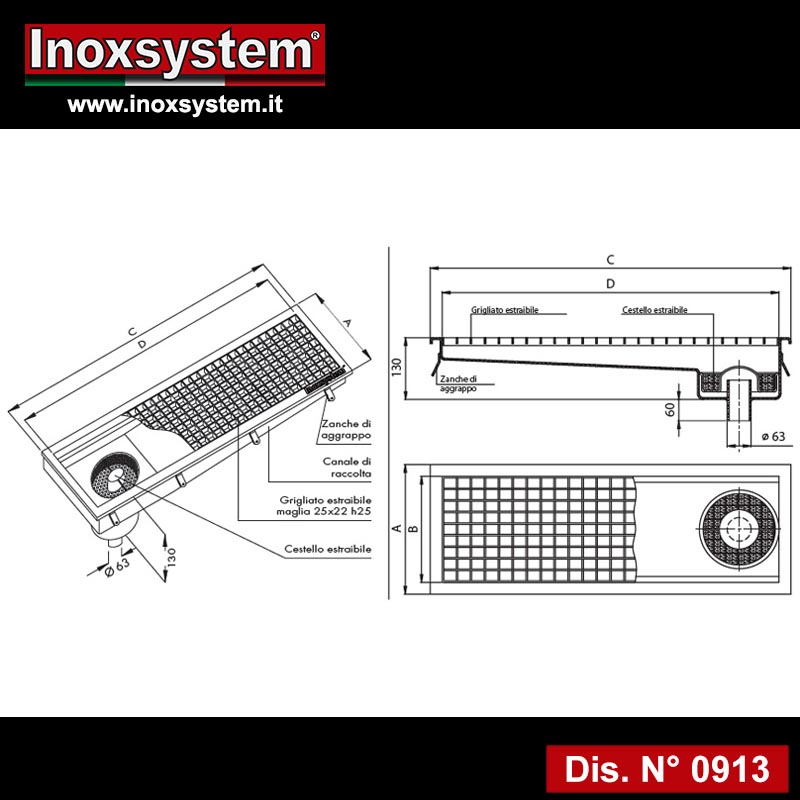 chiusino pozzetto piletta inox scarico orizzontale 0010