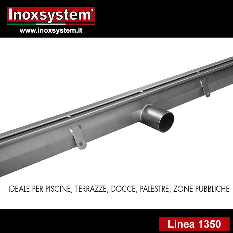 linea 1350 canale a fessura antitacco a scarico diretto non ispezionabile in acciaio inox