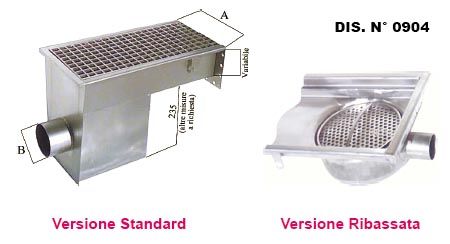 pozzetto in acciaio inox sifonato a scarico orizzontale pozzetto in acciaio inox sifonato a scarico orizzontale