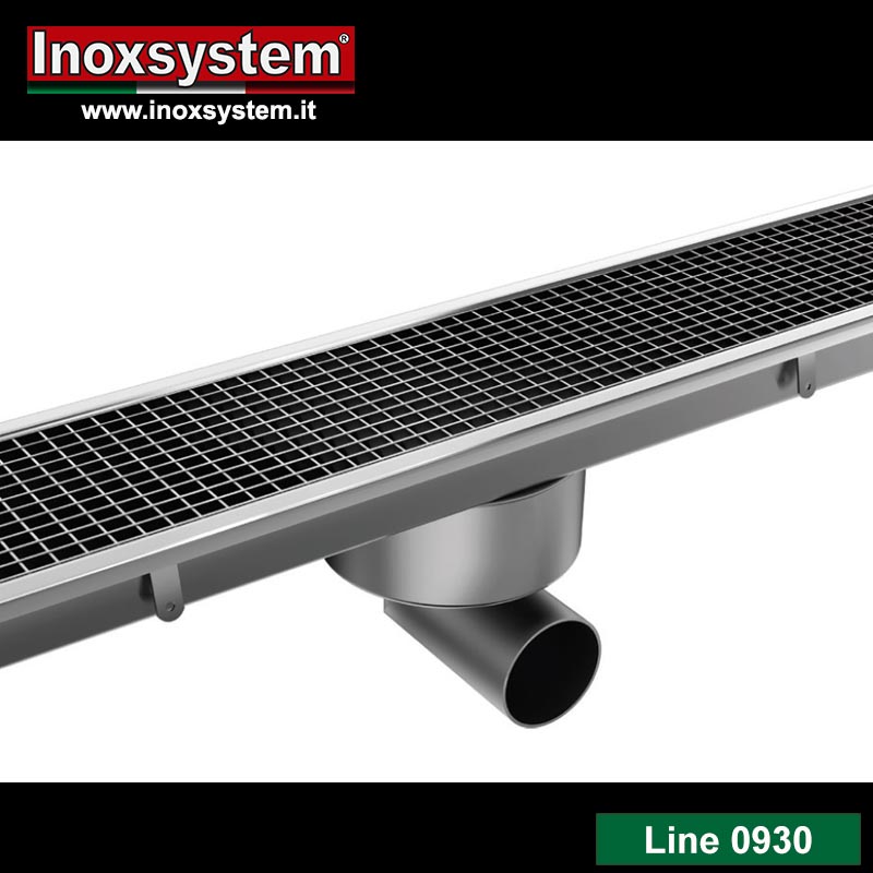 Line 0930 Antibacterial and non-slip grating channel, satin edges, well with cup or removable siphoned tube with anti-rat stainless steel basket