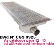 channel grating with waterproof membrane holder in stainless steel