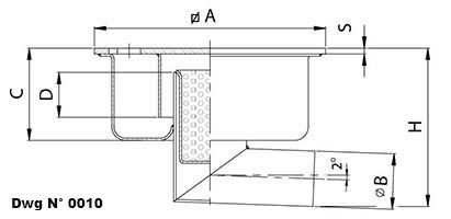 Dwg of floor drain with horizontal outlet pipe
