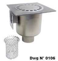 floor drain with vertical outlet pipe in stainless steel for slot channel