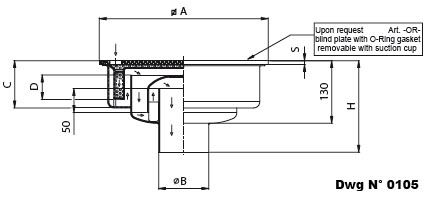 Dwg of Floor drains with vertical outlet pipe and double siphoning