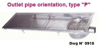 channel with grating and removable filter basket - head horizontal outlet pipe