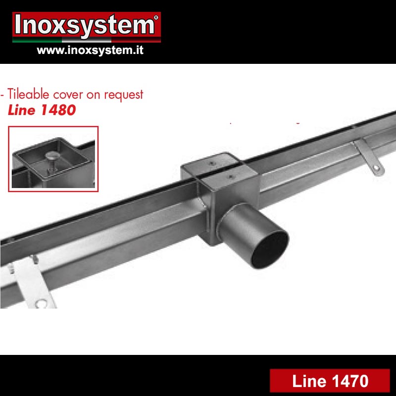 Line 1470 Heel-proof slot channel with central vertical edges and direct outlet without odor trap