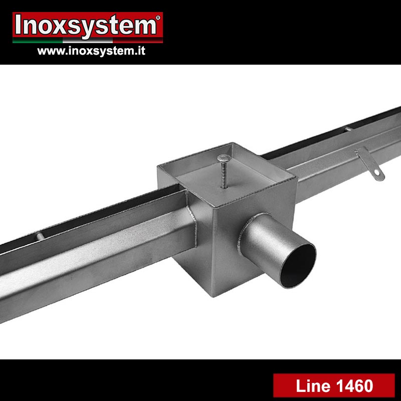 line 1460 Heel-proof slot channel with central vertical edges and tileable top cover floor drain in stainless steel