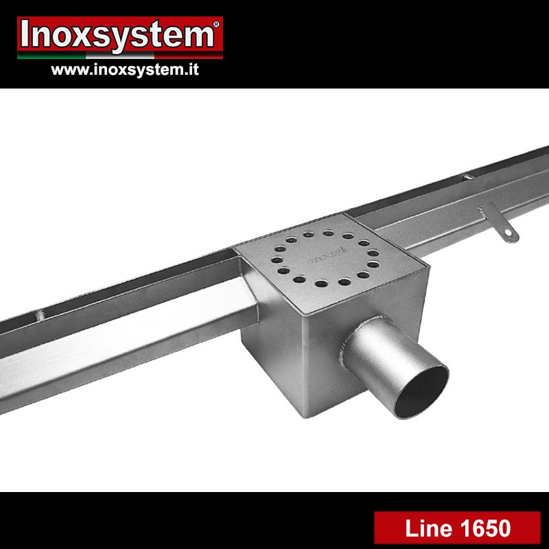 Line 1650 Heel-proof slot channel with lateral vertical edges and odor trap in stainless steel