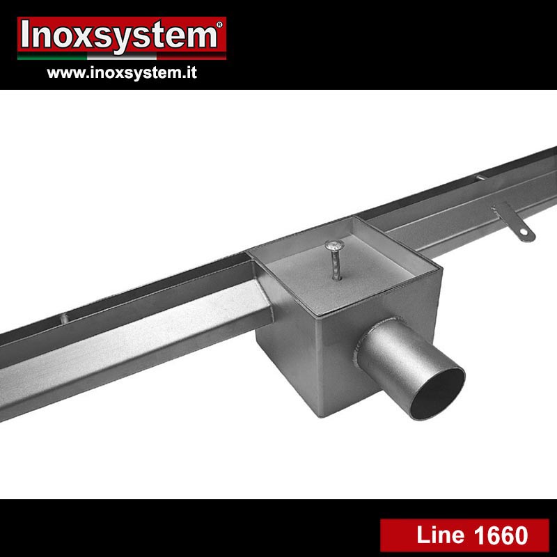 line 1660 Heel-proof slot channel with lateral vertical edges and tileable top cover floor drain in stainless steel