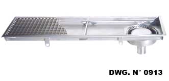 channel with grating and removable filter basket - head vertical outlet pipe