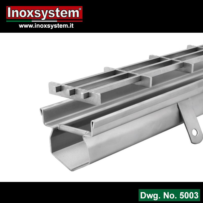 Line 5003 78 mm wide Inoxsystem ® Total Hygienic channel with vertical folded edges in stainless steel