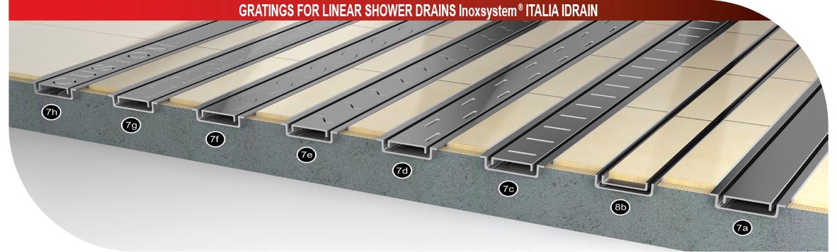 Inoxsystem types of channels - gratings for linear shower drains