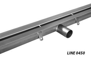 Line 0450 Hidden Slot channel with horizontal edges with siphoned gully in stainless steel