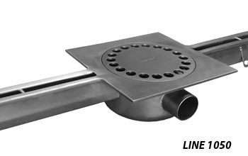 line 1050 Standard slot channel with lowered siphoned gully in stainless steel