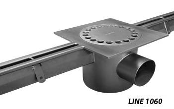 line 1060 Standard slot channel with standard siphoned gully in stainless steel
