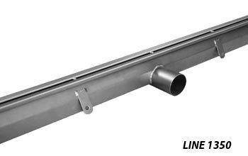 line 1350 Heel proof slot channel with direct outlet pipe without gully in stainless steel