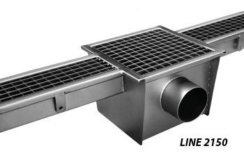 line 2150 Channel with grating with siphoned gully with grating in stainless steel