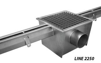 line 2250 Standard slot channel with siphoned gully with grating in stainless steel