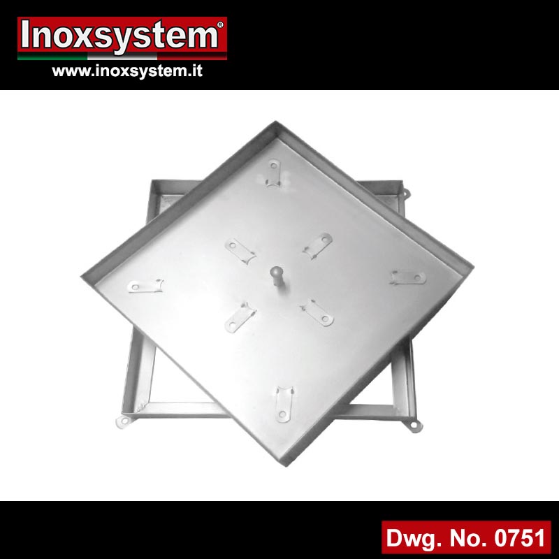 Recessed manhole cover with frame heavy duty line in stainless steel