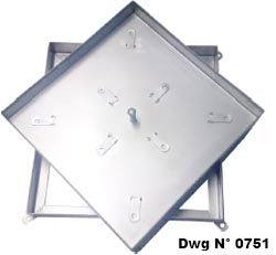 Recessed manhole with subframe in stainless steel heavy series