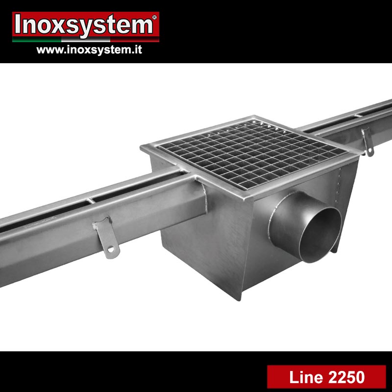 Line 2250 Standard slot channel with grating floor drain in stainless steel
