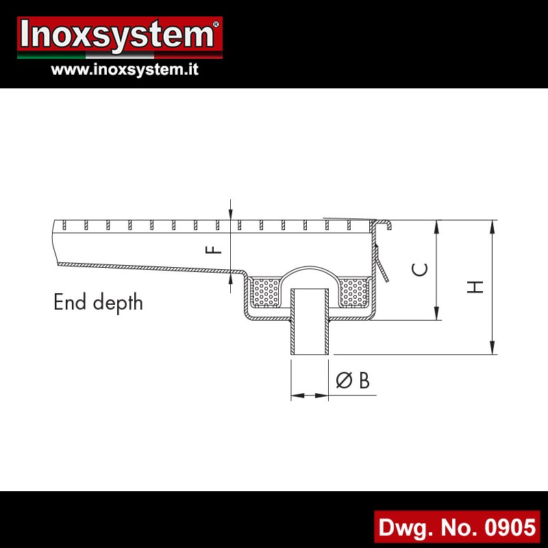 square body gully welded to the channel body with filter basket incorporated into the bell trap and vertical outlet