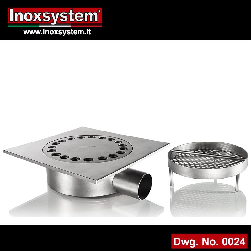 Ultra-low profile floor drains with direct outlet in stainless steel