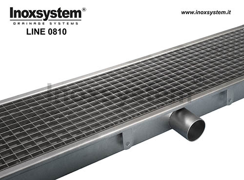 Stainless steel grating channel with siphoned outlet and grating