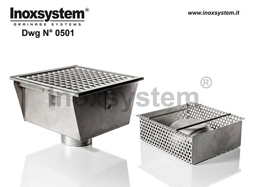 stainless steel gullies with grating cover and vertical siphoned outlet