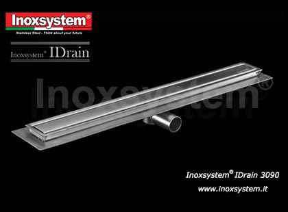 Linear drain with odor trap and removable satin finish grating with two side slots L70mm LINE 3090