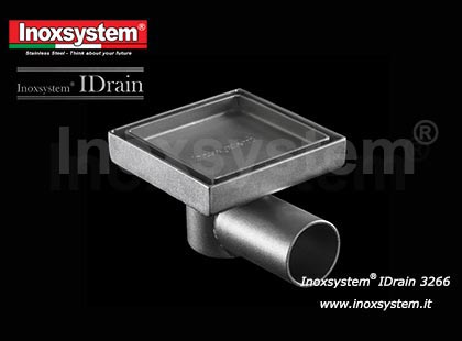 Floor drain with horizontal outlet with odor trap, removable tile insert cover with perimeter slot, without edges in stainless steel