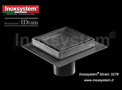 Floor drain with vertical outlet, removable tile insert cover with perimeter slot and waterproof membrane holder, without edges in stainless steel