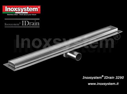 Linear drain, 54 mm width, with satin finish grating and waterproof membrane holder, removable odor trap and filter