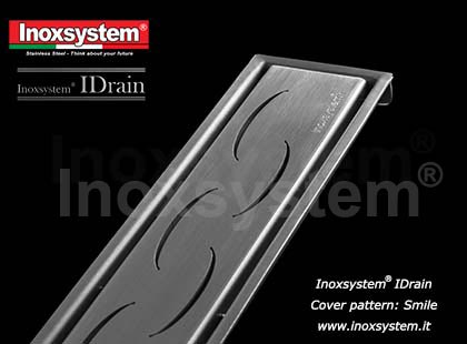 IDrain Smile cover pattern for IDrain channels in stainless steel