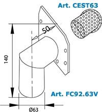 drawing Inoxsystem Infinity Closing flange with vertical outlet pipe 63 in stainless steel