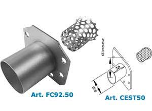 Inoxsystem Infinity Outlet cap flange with horizontal outlet pipe in stainless steel