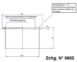 Ablauf mit Revisionsöffnung mit offenem Boden  mit quadratischer Platte