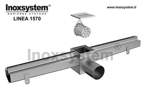 Slot channels wide lateral slot with odor trap in stainless steel