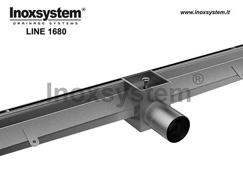 Slot channels with vertical edges, inspection unit with satin finish cover, without odor trap in stainless steel