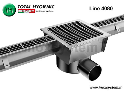 Hygienic drainage channel multi-slot grating in stainless steel