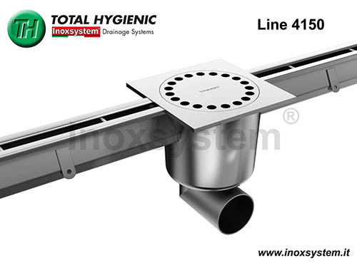 Total Hygienic channel with Antibacterial and antislip grating, removable rat proof filter basket and odor trap pipe