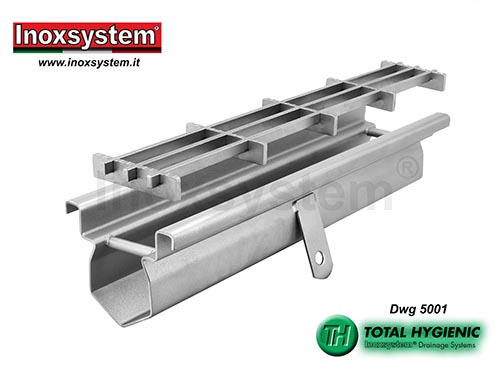 Hygienic drainage channel multi-slot grating in stainless steel