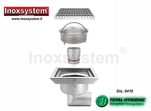 Siphons sol Hygienic avec grille de couverture y tuyau de sortie horizontale en acier inoxydable